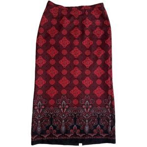 Notation‎ Red Black Straight Skirt Paisley  Walking Slit Small